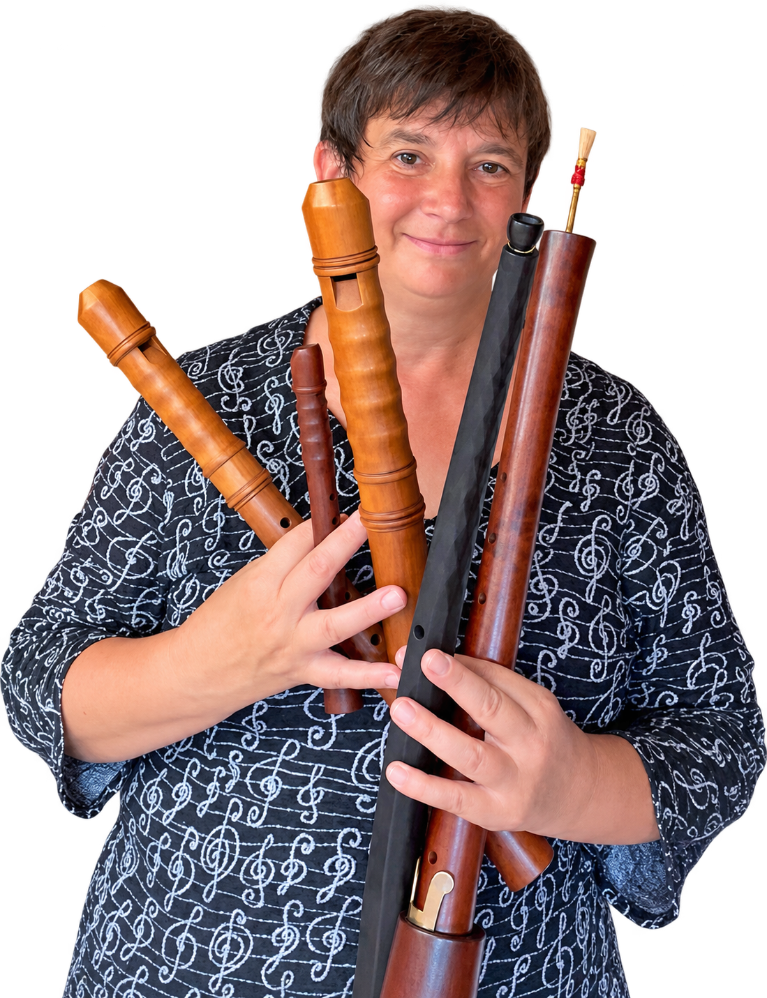 Glòria Segura amb flautes de bec i instruments antics